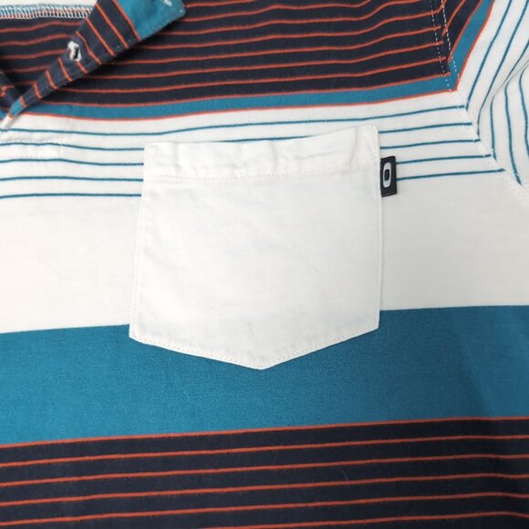 Vintage Oakley Striped Polo T Shirt Made in Thailand Size Men Medium - Picture 2 of 6